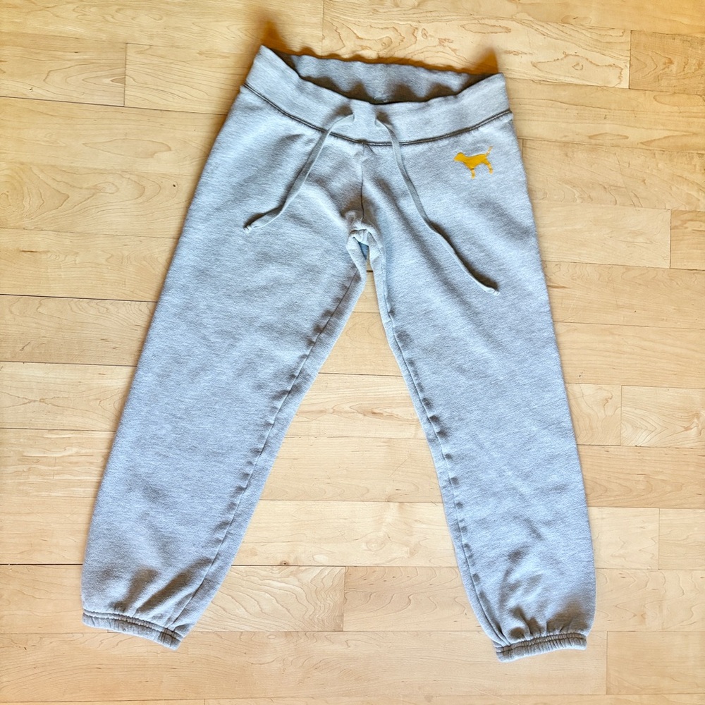 PINK Victoria's Secret Size XS Light Gray, Rainbow & White Capri Sweatpants - Picture 3 of 6